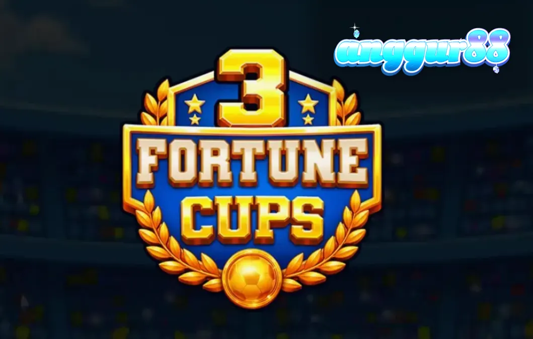 Tampilan visual slot 3 Fortune Cups dengan elemen sepak bola dan piala emas